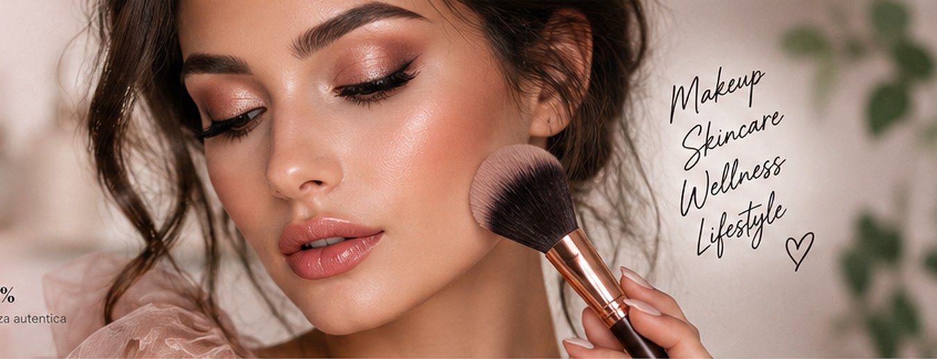 Ritratto beauty con pennello da trucco